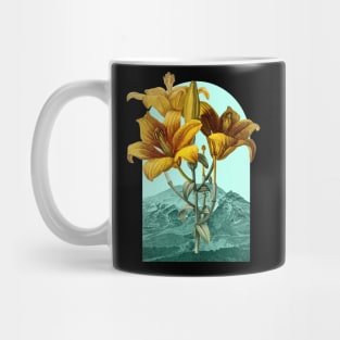 Floral Landscape Yellow Lilies Mug